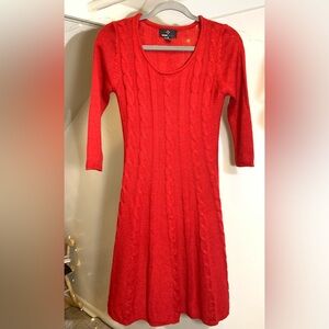 Ronni Nicole Red Ribbed 3/4 Sleeve Scoop Neck Dress- Small